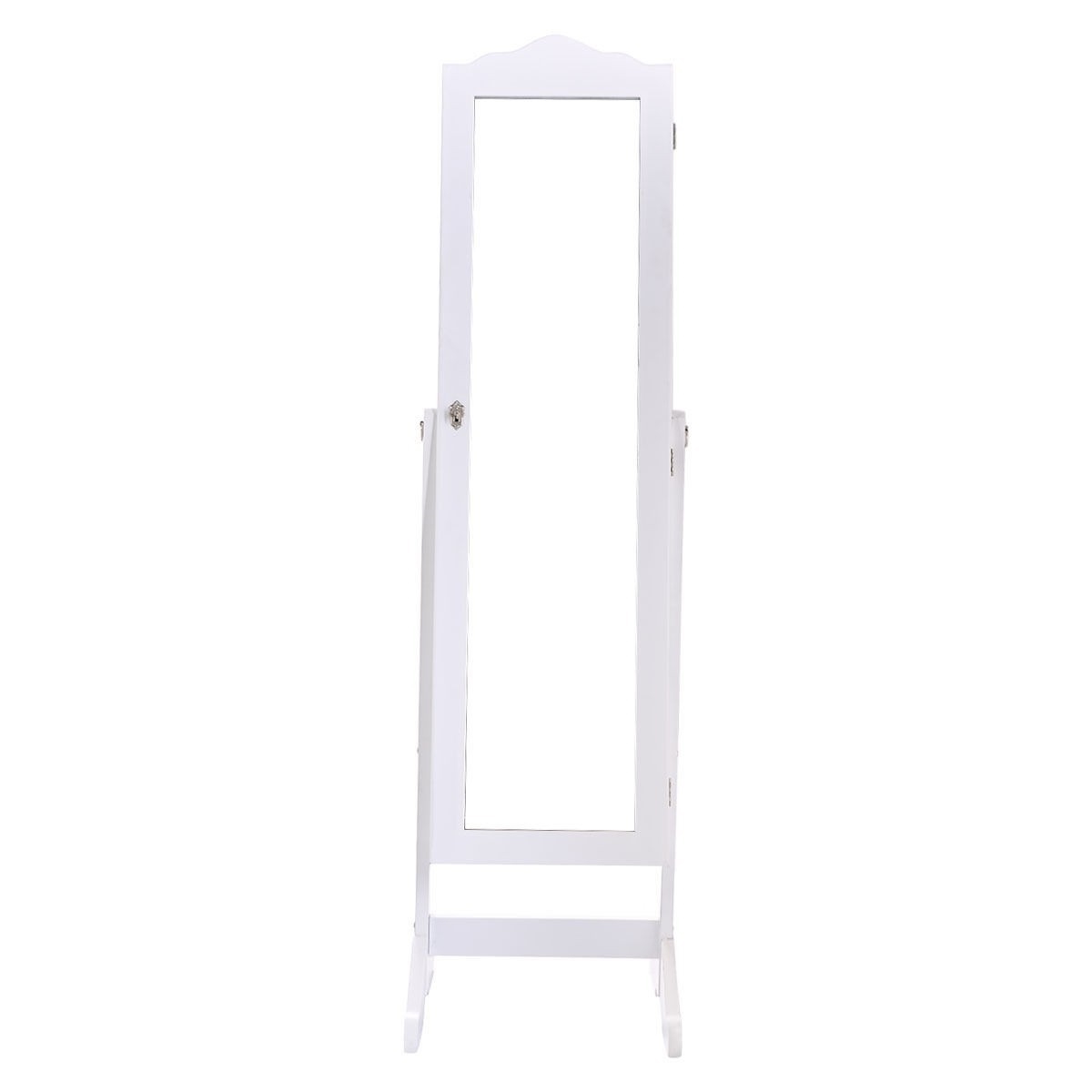 FaFurn - Locking Jewelry Armoire Cabinet with Mirror in White, Wood