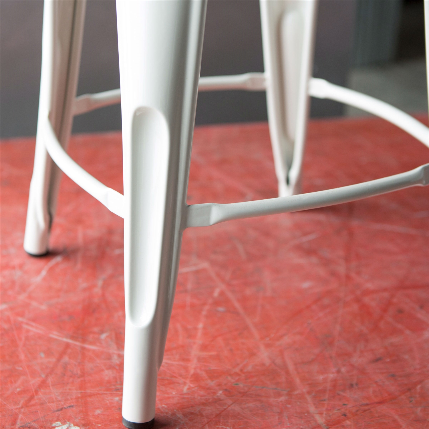 FaFurn - Set of 2 Modern Barstool with Powder Coat Finish in White Powder Coat