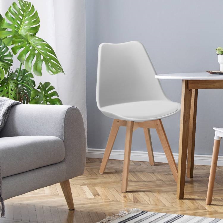 FaFurn - Set of 4 Modern Dining Chairs with Wood Legs