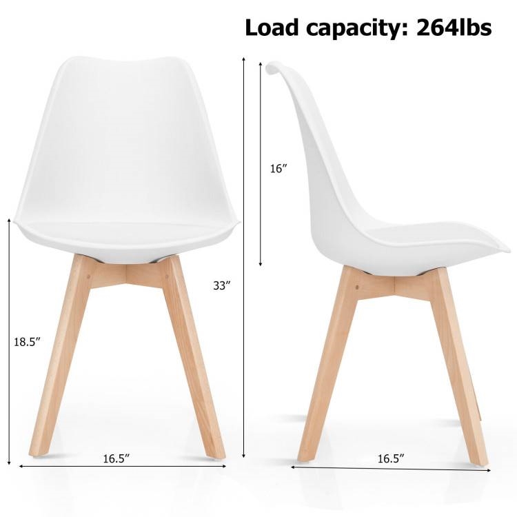 FaFurn Set of 4 Modern Dining Chairs with Wood Legs - White, Leather