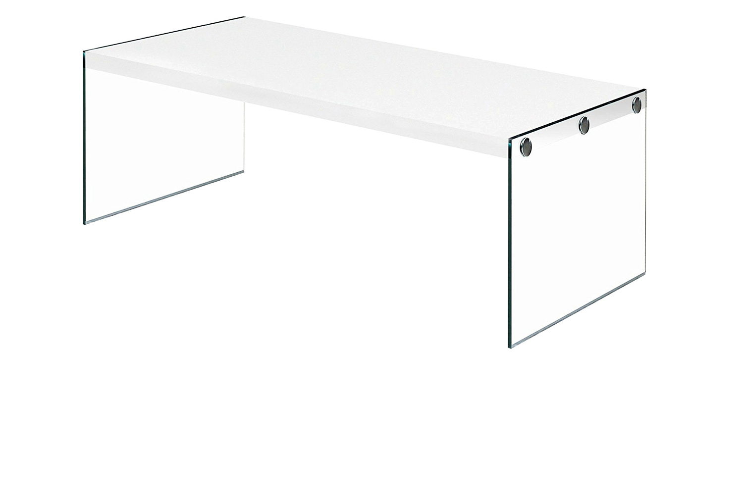 FaFurn™ - White Modern Rectangular Coffee Table with Tempered Glass Legs