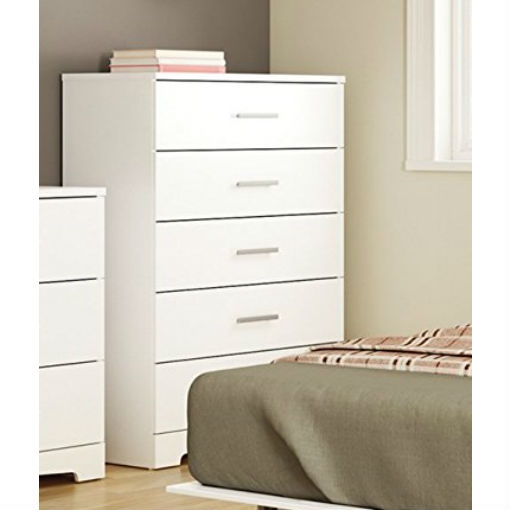 FaFurn - 5-Drawer Chest with Handles in White