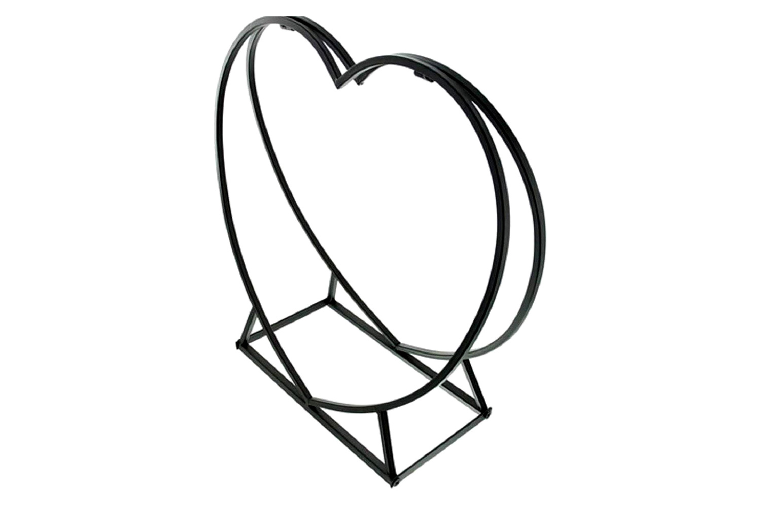 FaFurn Indoor Outdoor Black Metal Heart Shaped Firewood Holder Log Rack