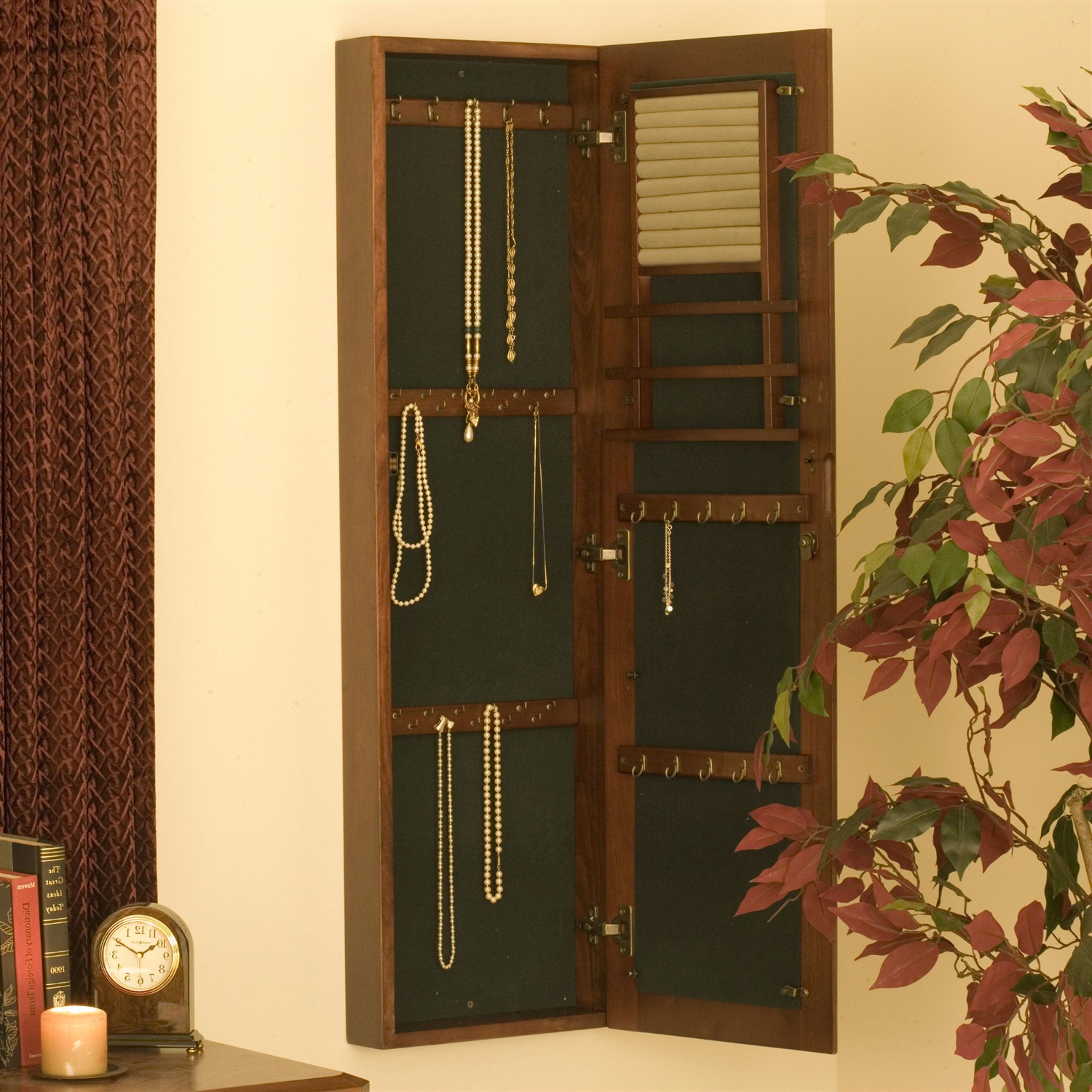 FaFurn - Jewelry Armoire Mirror in Oak, Wood