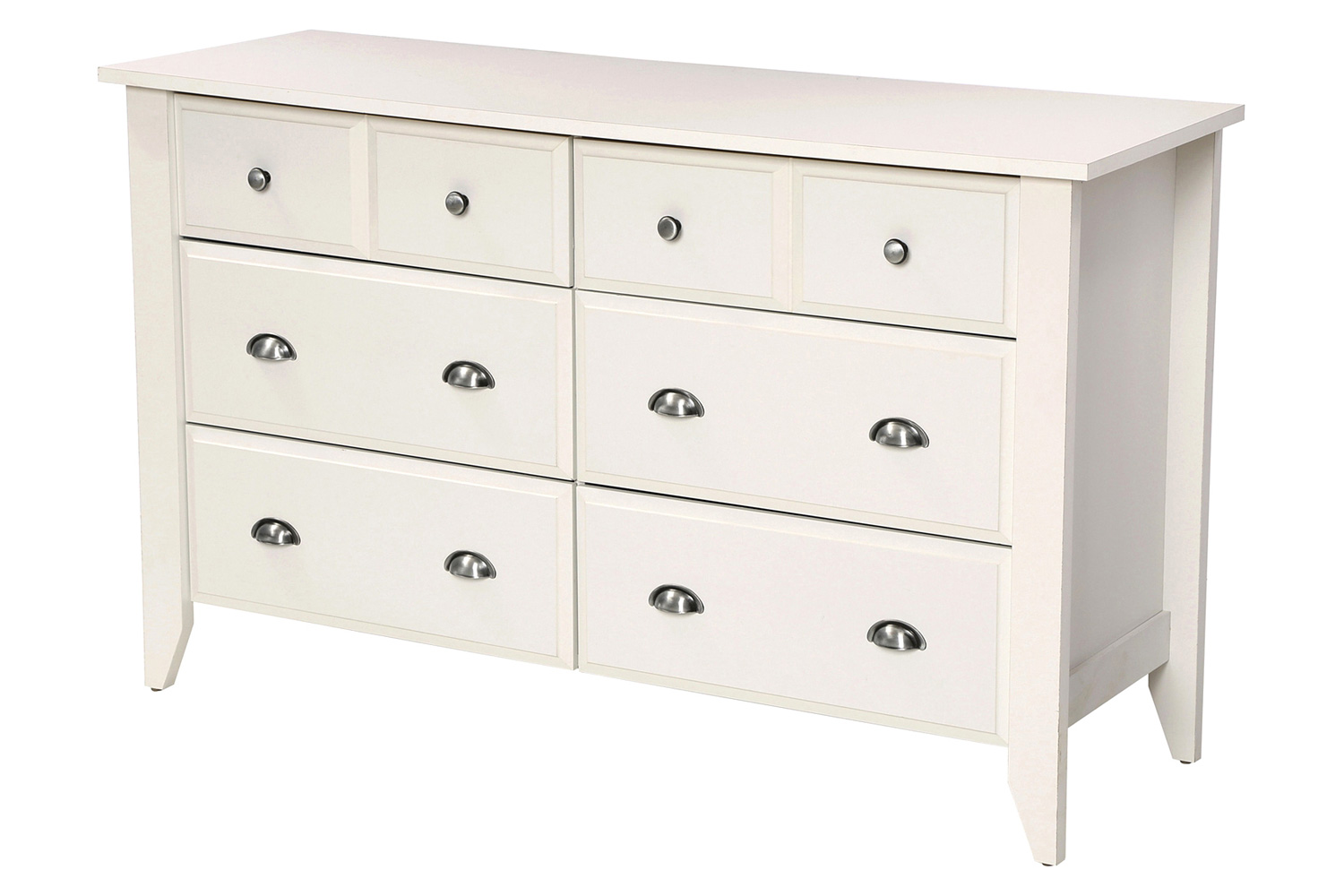 FaFurn - White 6-Drawer Dresser Traditional Design