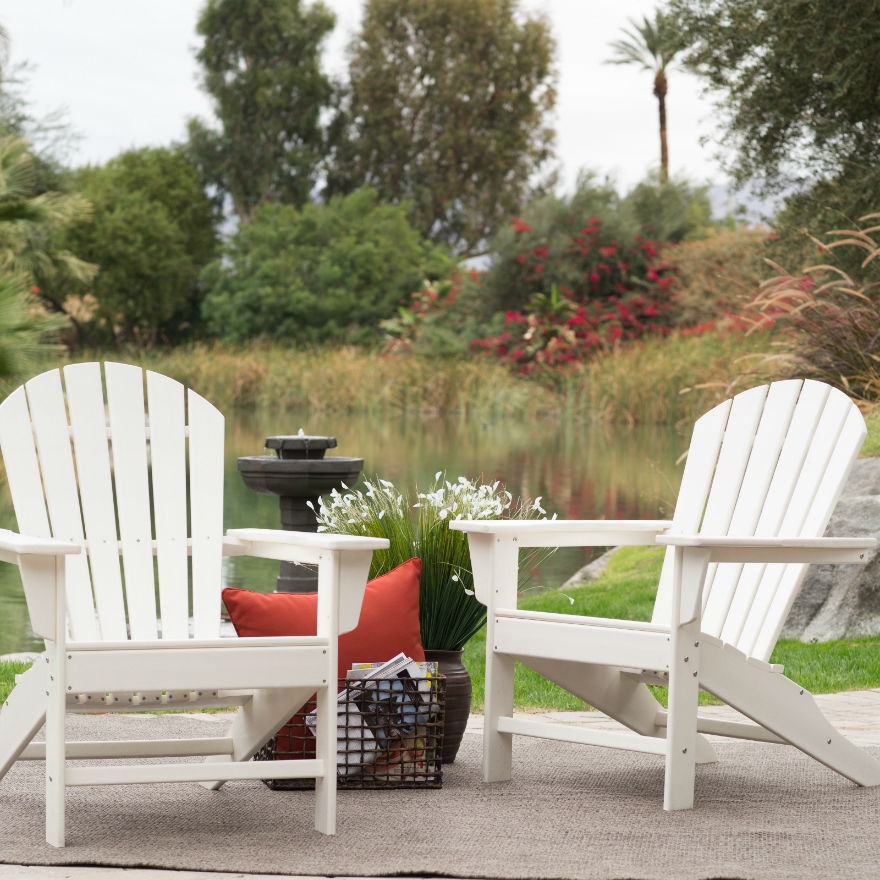 FaFurn - Weather Resistant Adirondack Chair in White, Plastic Resin