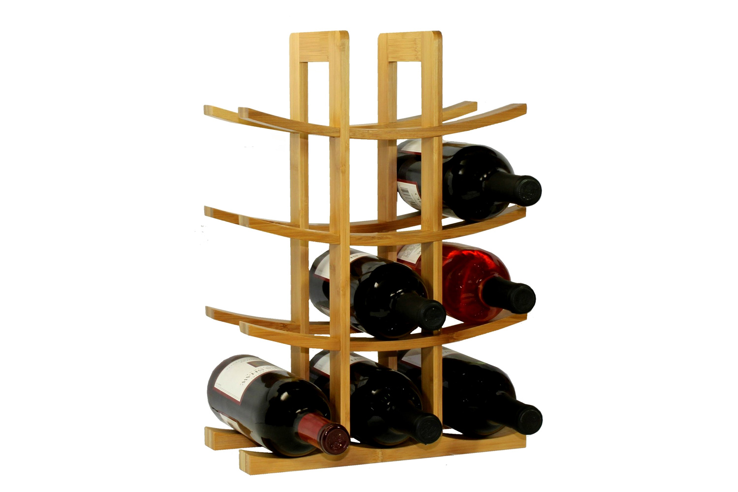 FaFurn 12-Bottle Wine Rack Bamboo - Natural Bamboo