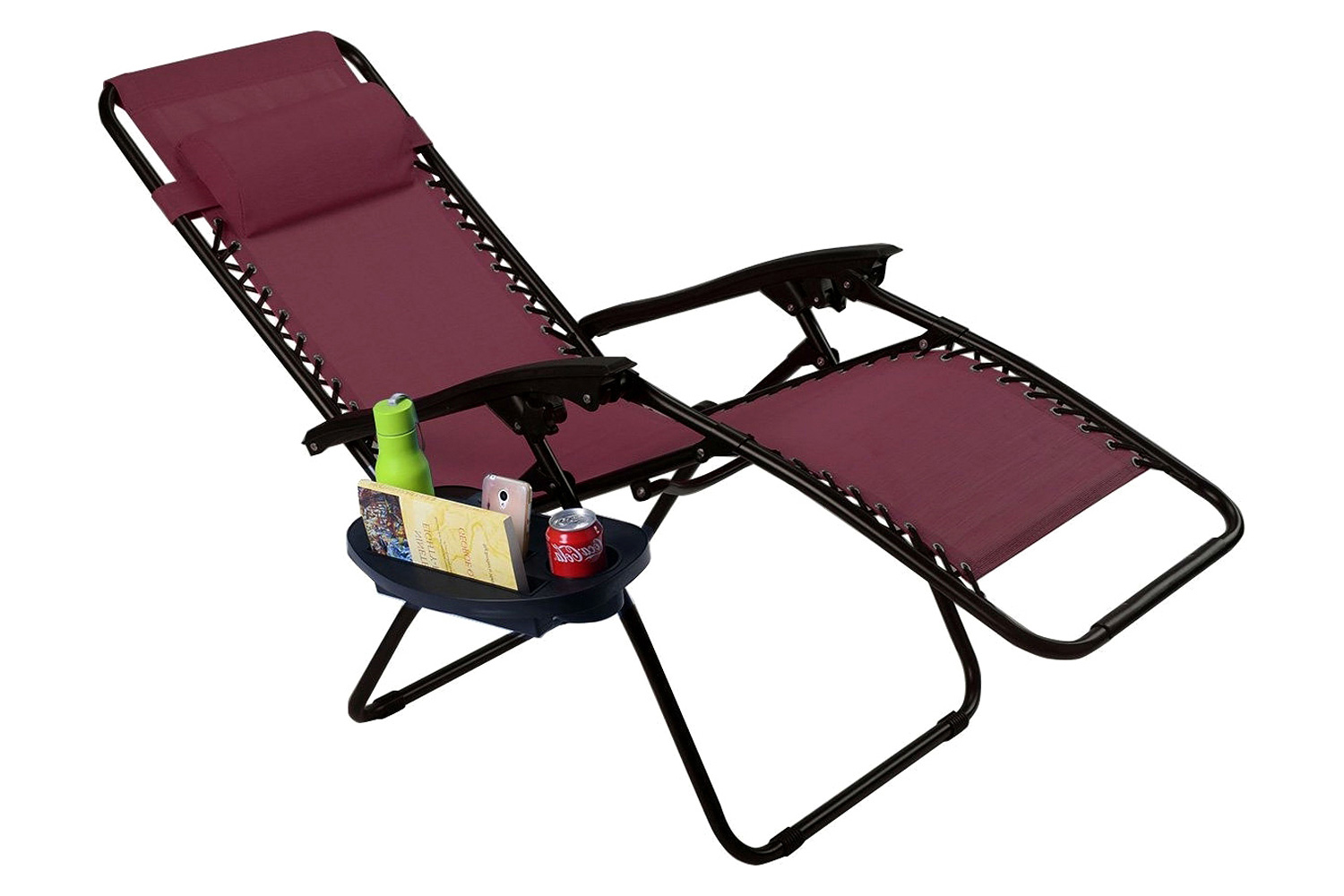 FaFurn Folding Outdoor Zero Gravity Lounge Chair Recliner (Set of 2) - Burgundy