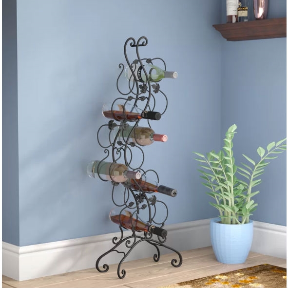 FaFurn™ 12 Bottle Wine Rack with Grape Leaves Vines Design