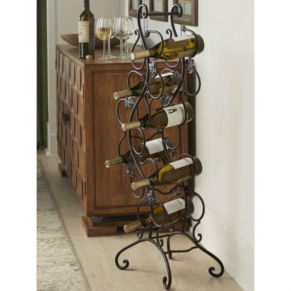 FaFurn™ 12 Bottle Wine Rack with Grape Leaves Vines Design