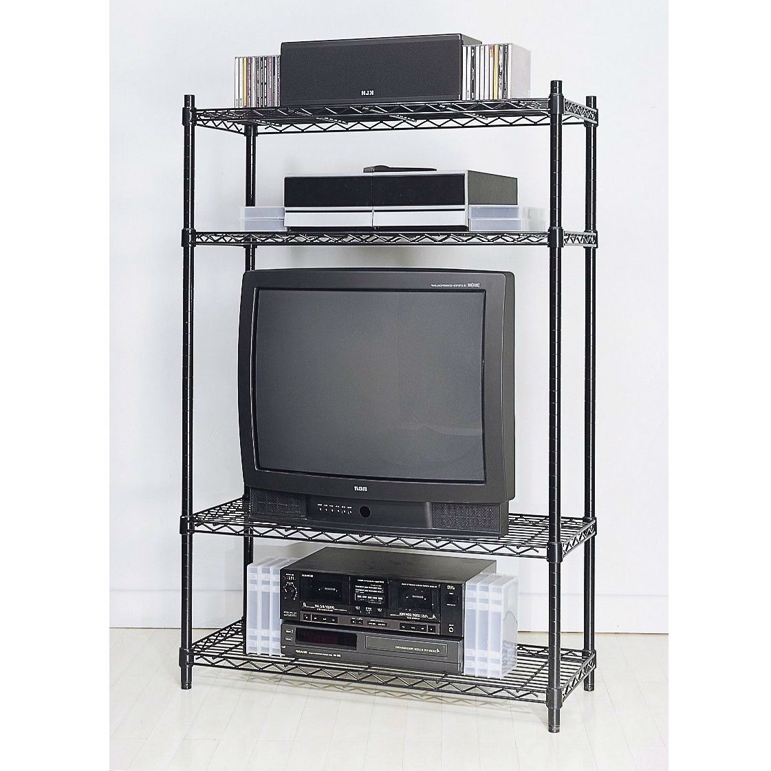 FaFurn 4-Shelf Shelving Unit - Black, Metal