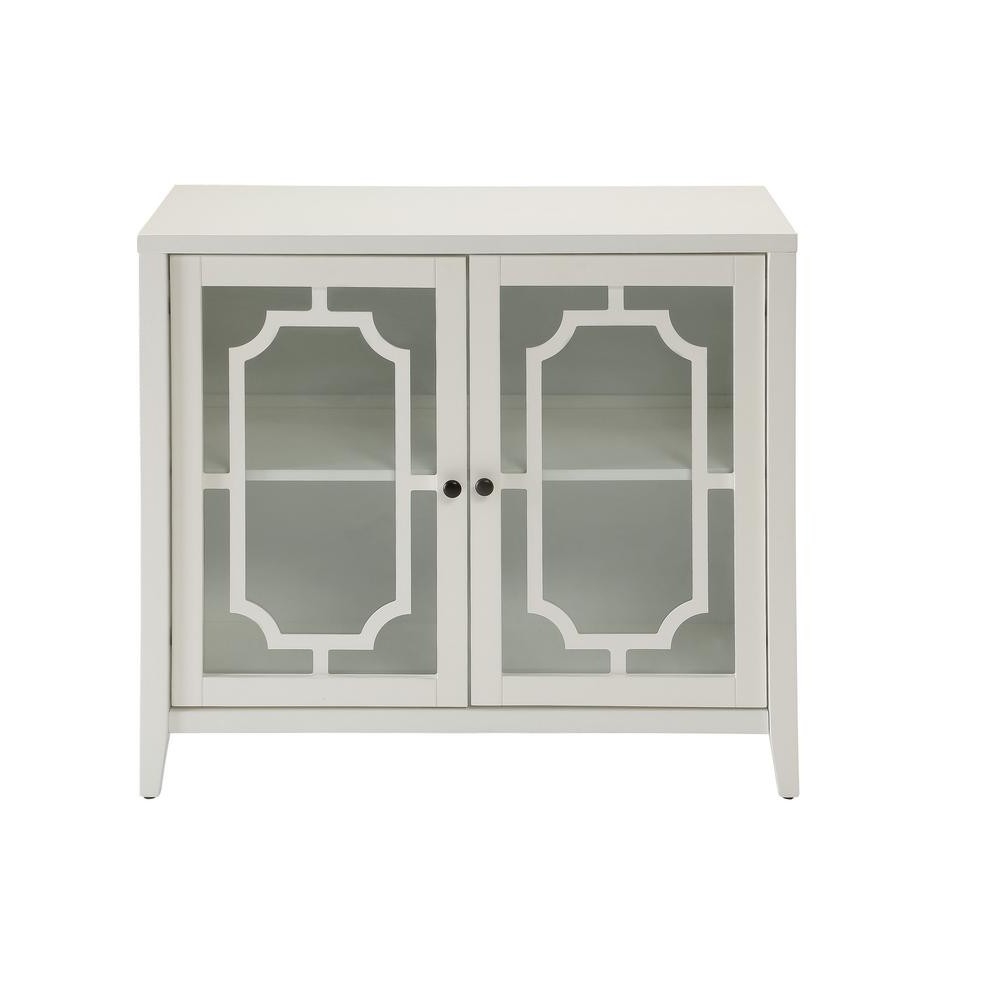 FaFurn - Venetian Buffet Cabinet with Glass Panel Doors in White