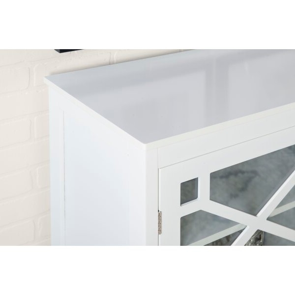 FaFurn - Farmhouse Buffet Cabinet with Glass Panel Doors in White