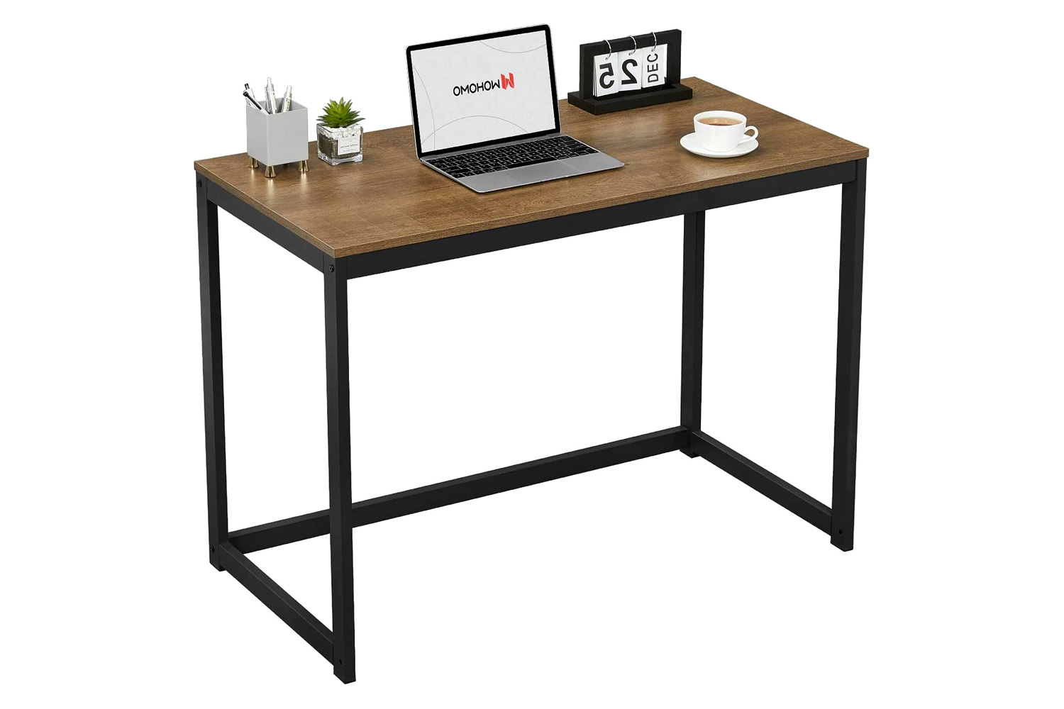 FaFurn - Modern Home Office Laptop Computer Desk Table with Metal Frame Wood Top