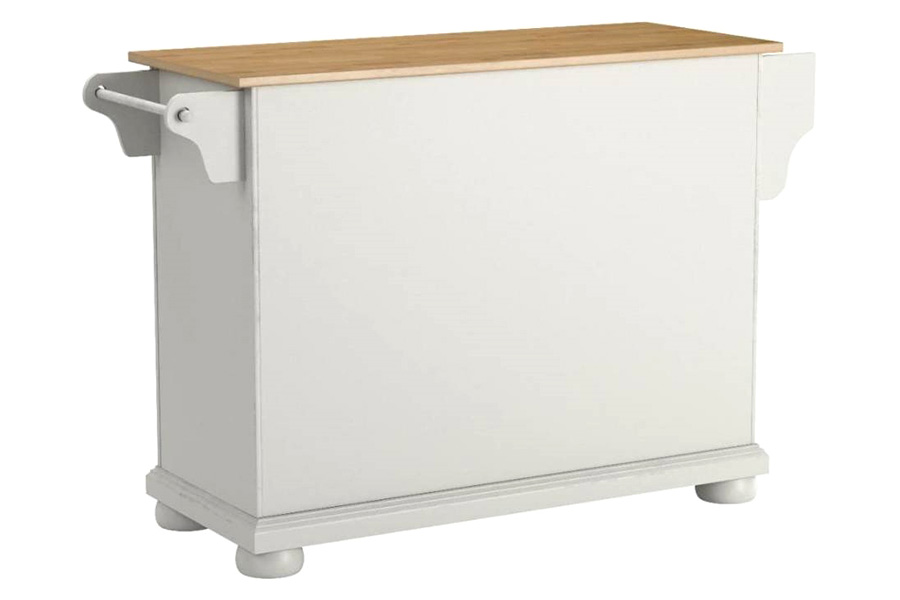 FaFurn - White Kitchen Island Storage Cabinet with Solid Wood Top