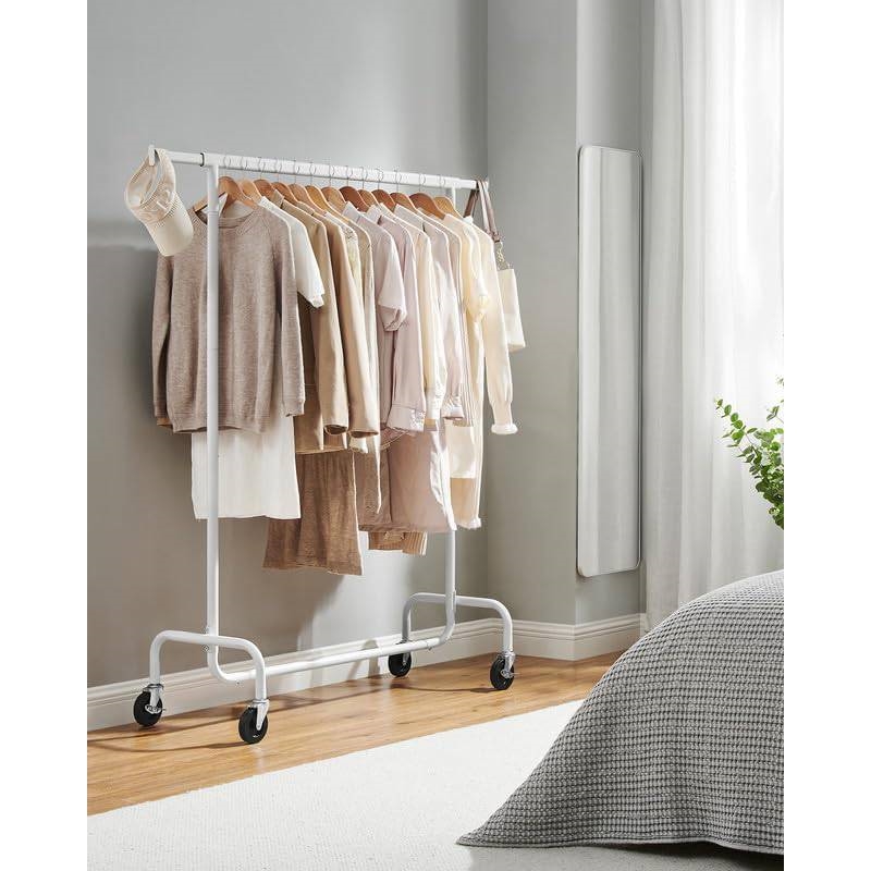 FaFurn Garment Rack Clothes on Wheels - White, Metal