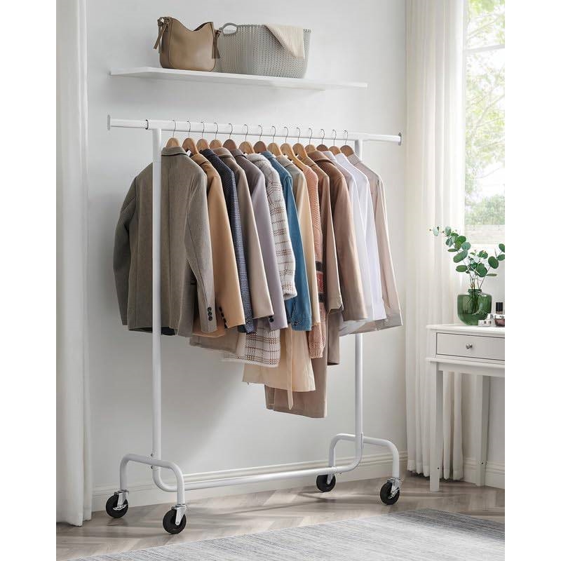 FaFurn Garment Rack Clothes on Wheels - White, Metal