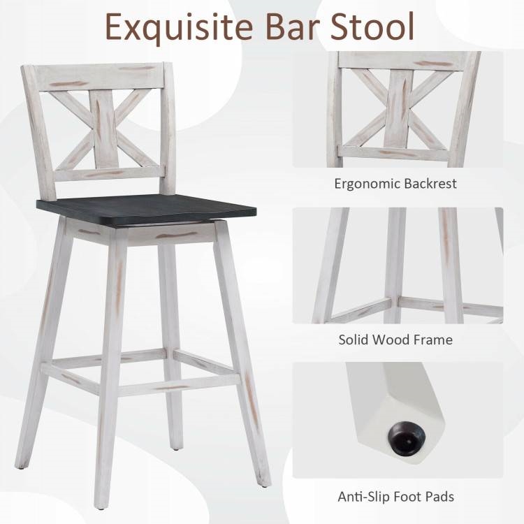 FaFurn Set of 2 Modern Swivel Barstool - White