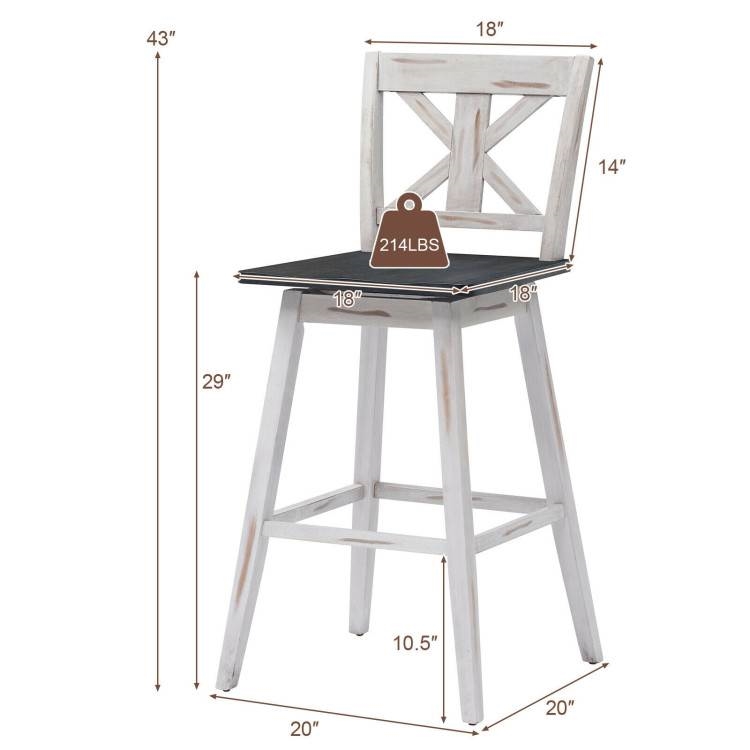 FaFurn Set of 2 Modern Swivel Barstool - White