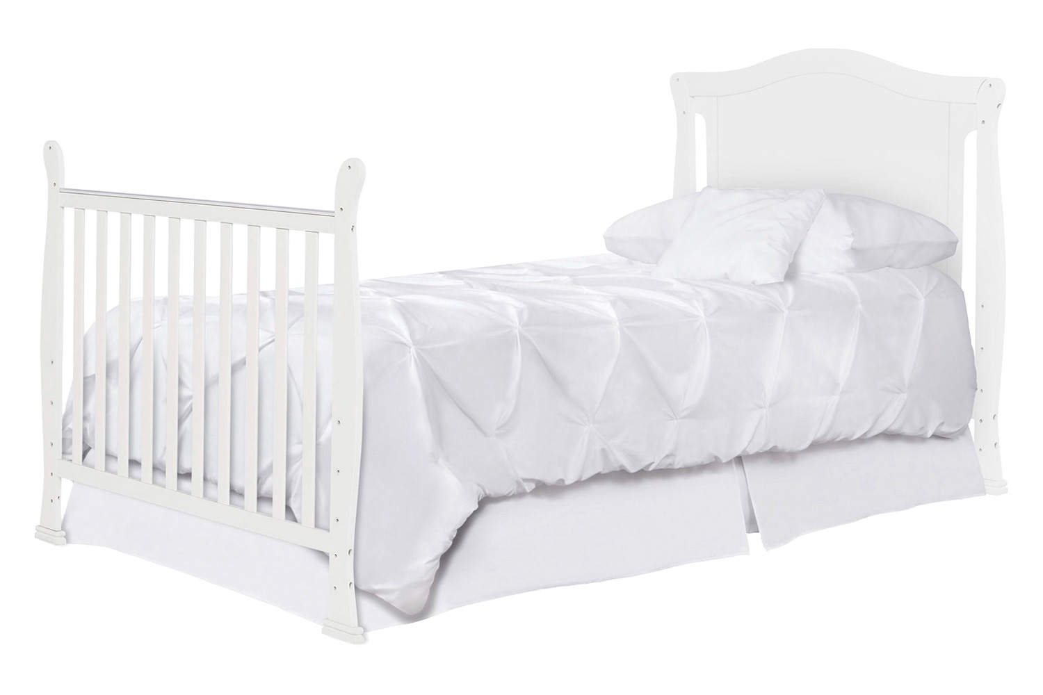 FaFurn Solid Pine Wood 3-In-1 Convertible Baby Crib Daybed Toddler Bed - White