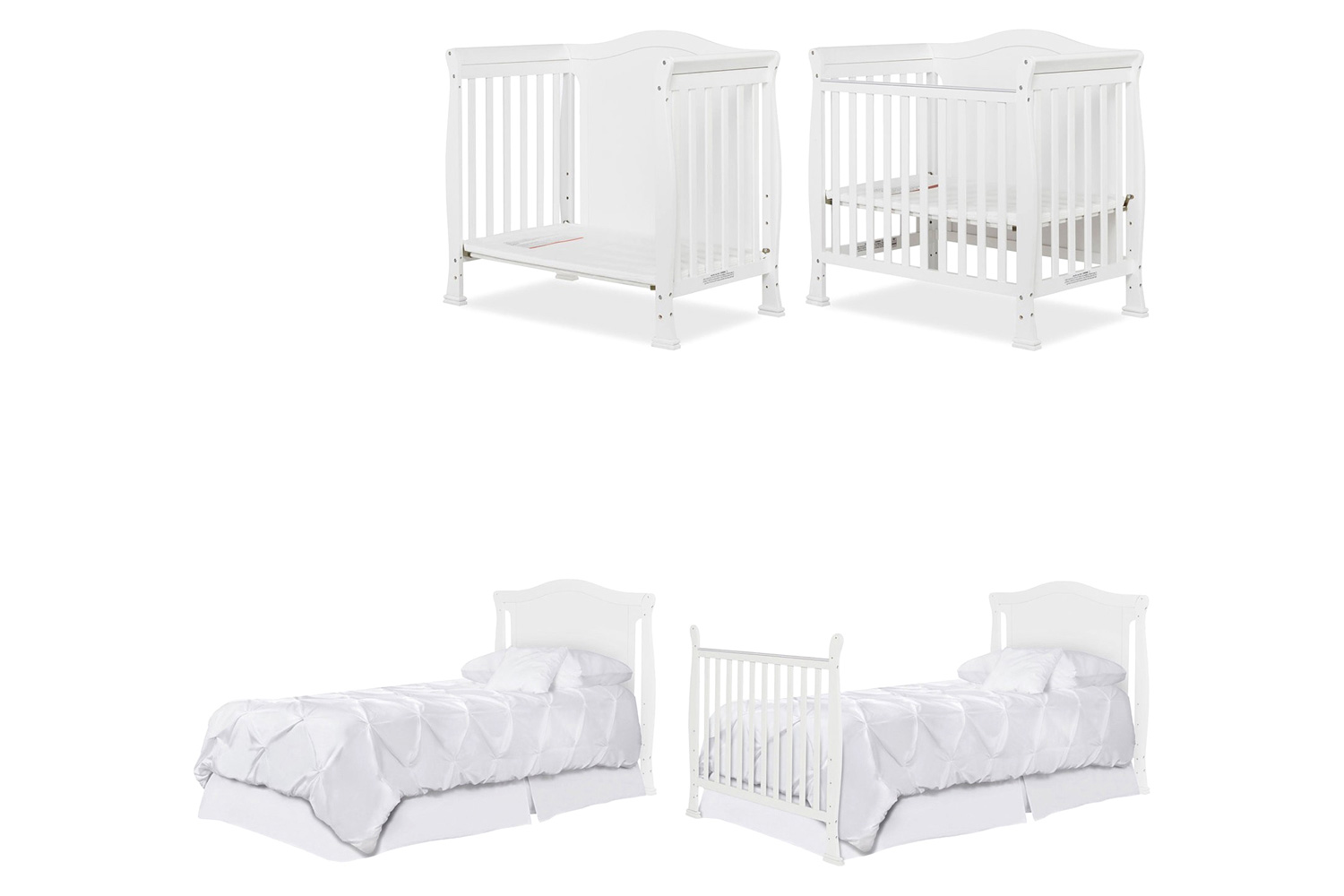 FaFurn Solid Pine Wood 3-In-1 Convertible Baby Crib Daybed Toddler Bed - White