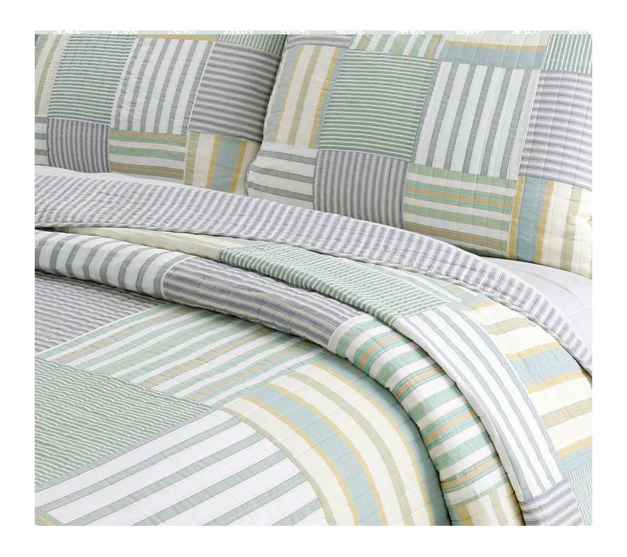 FaFurn Twin Size Reversible Quilt Set - Blue/Green, Cotton