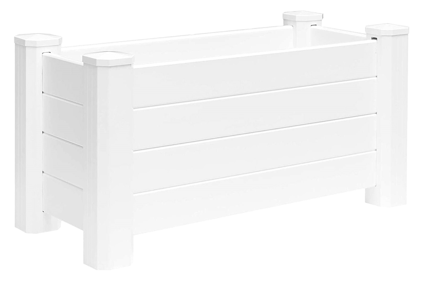 FaFurn - Outdoor Raised Garden Bed Planter Box in White, Vinyl