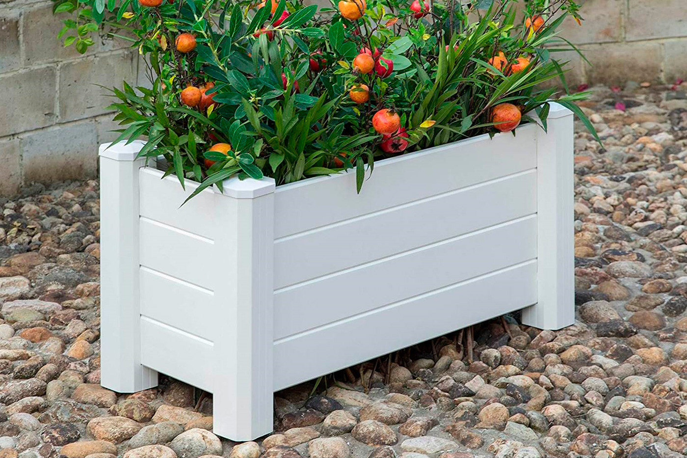 FaFurn - Outdoor Raised Garden Bed Planter Box in White, Vinyl