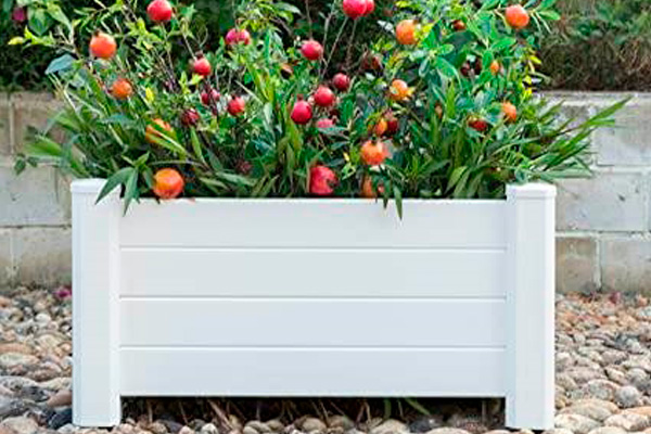 FaFurn - Outdoor Raised Garden Bed Planter Box in White, Vinyl