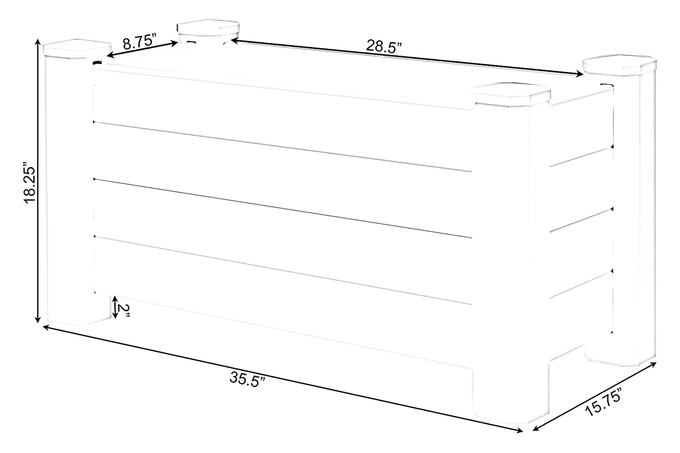 FaFurn - Outdoor Raised Garden Bed Planter Box in White, Vinyl