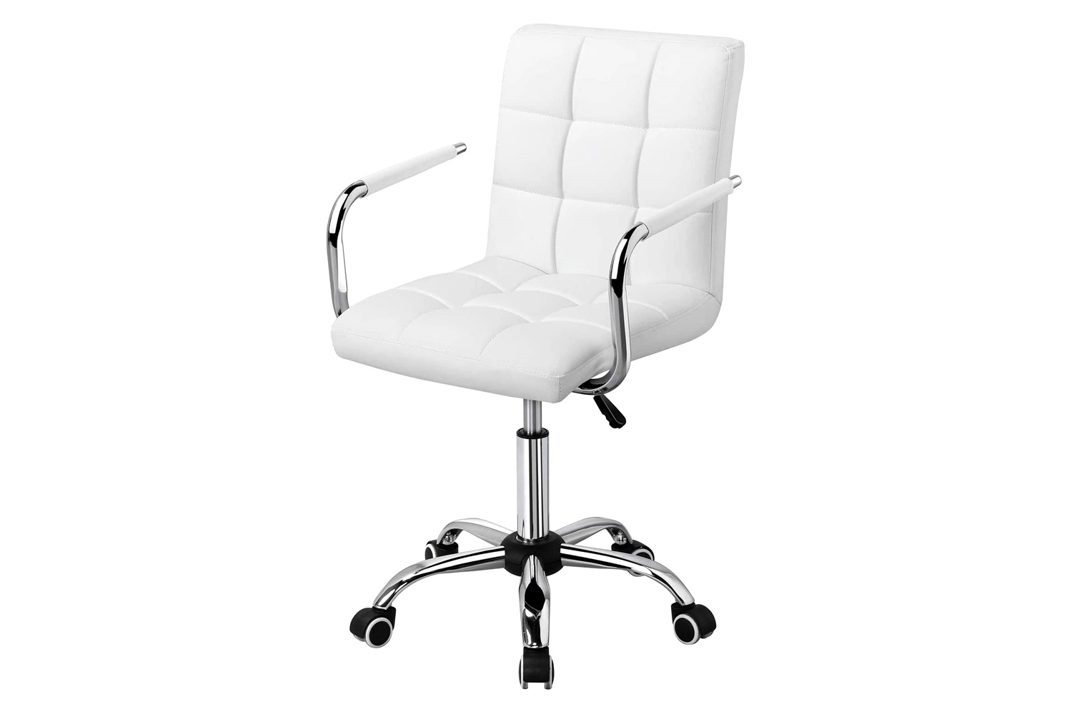 FaFurn - Modern Faux Leather Mid-Back Office Chair with Armrests and Wheels