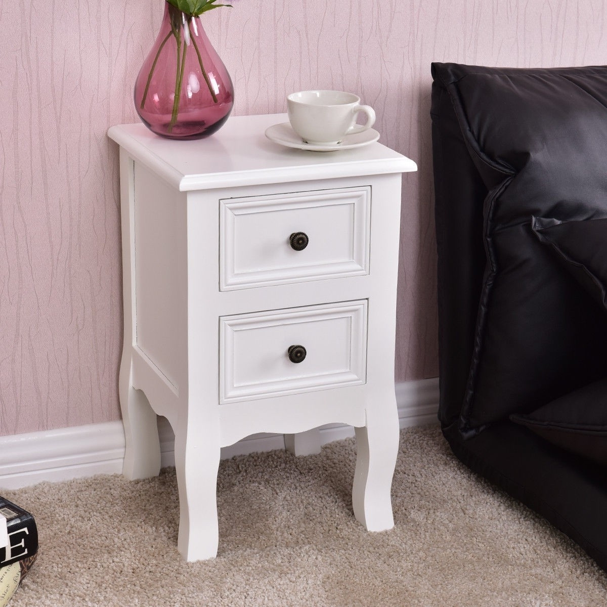 FaFurn - 2-Drawer Nightstand in White, Wood