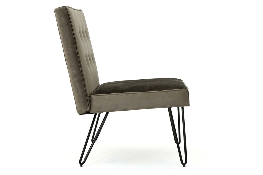 FaFurn™ Velvety Soft Upholstered Polyester Accent Chair with Black Metal Legs - Gray/Black