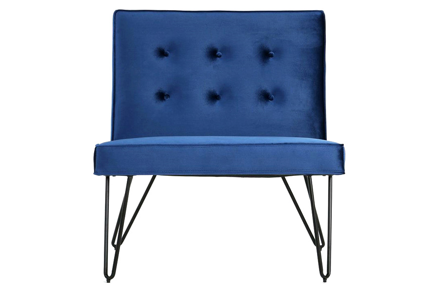 FaFurn™ Velvety Soft Upholstered Polyester Accent Chair with Black Metal Legs - Navy