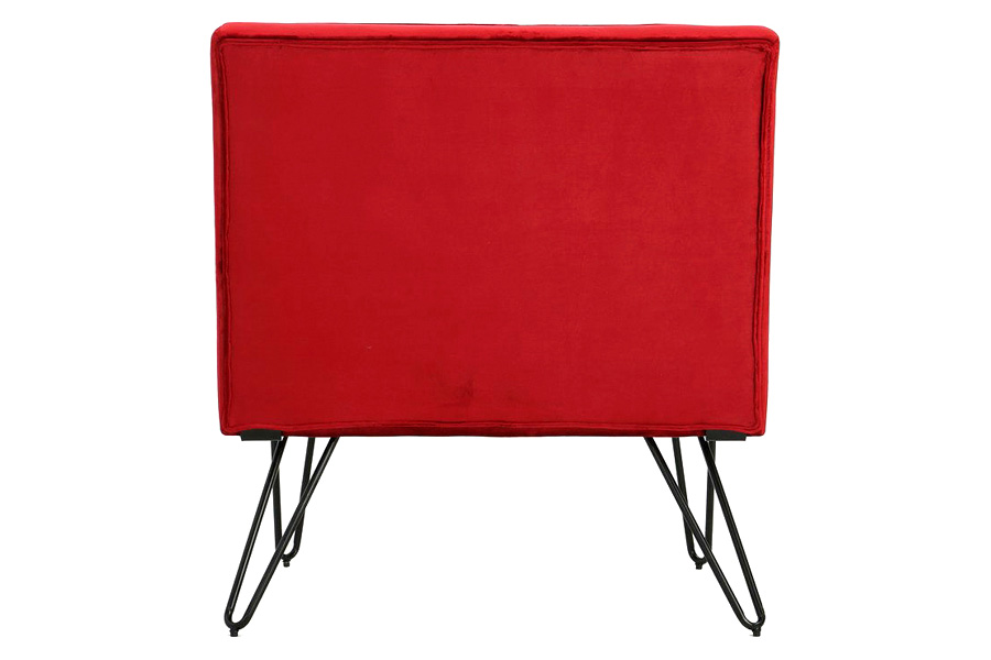 FaFurn™ Velvety Soft Upholstered Polyester Accent Chair with Black Metal Legs - Red