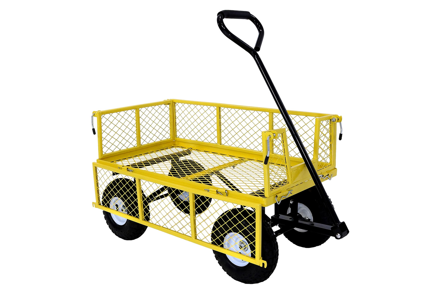 FaFurn Heavy Duty Steel Garden Utility Cart Wagon with Removable Sides - Yellow