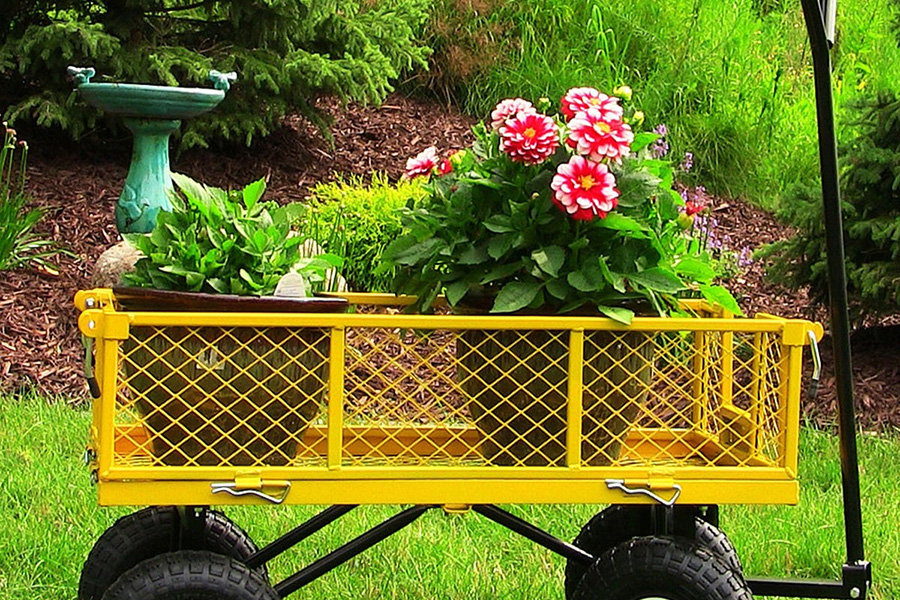 FaFurn Heavy Duty Steel Garden Utility Cart Wagon with Removable Sides - Yellow