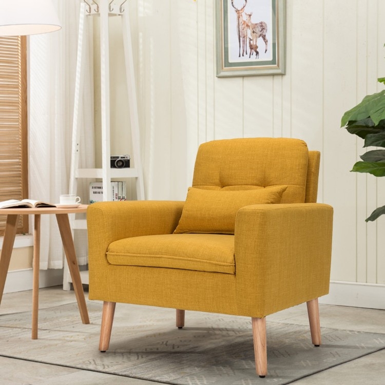 FaFurn Modern Accent Chair with Pillow - Yellow