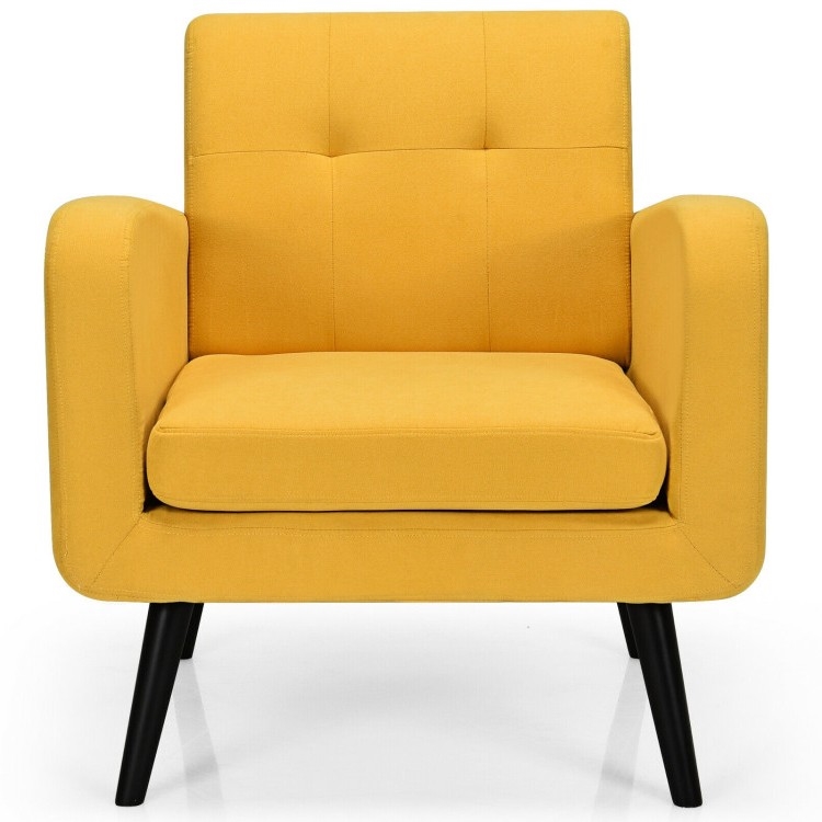 FaFurn Modern Accent Chair with Wooden Legs - Yellow