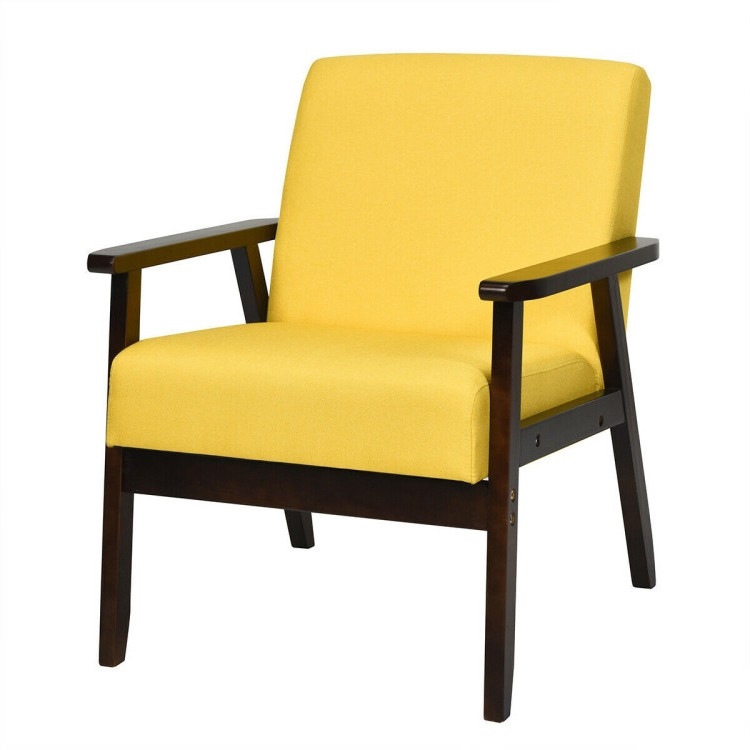 FaFurn - Retro Accent Chair with Espresso Wood Frame