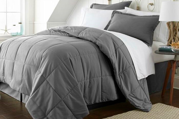 FaFurn Queen Size 8-Piece Reversible Comforter Set - Gray, Microfiber