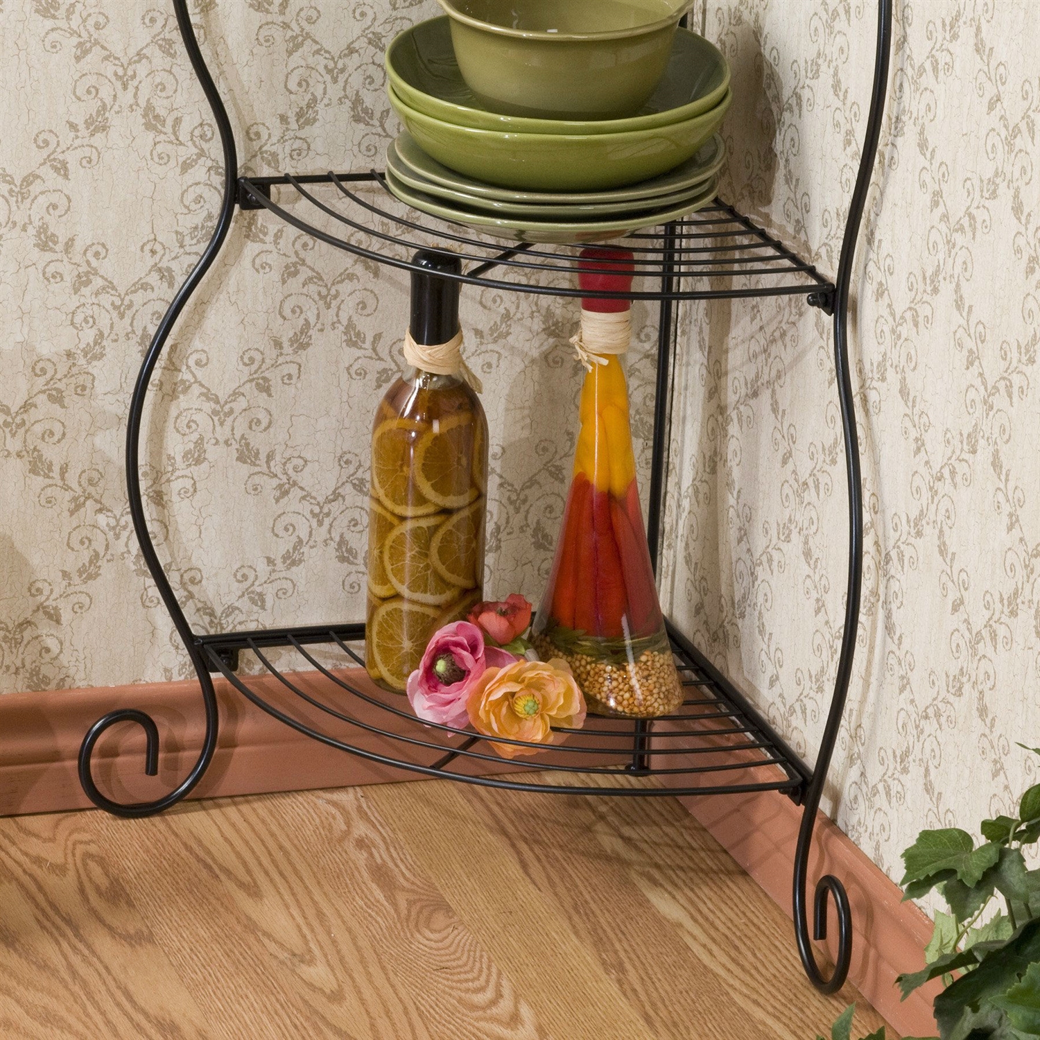 FaFurn - Bakers Rack with Decorative Metal Scrollwork in Metal