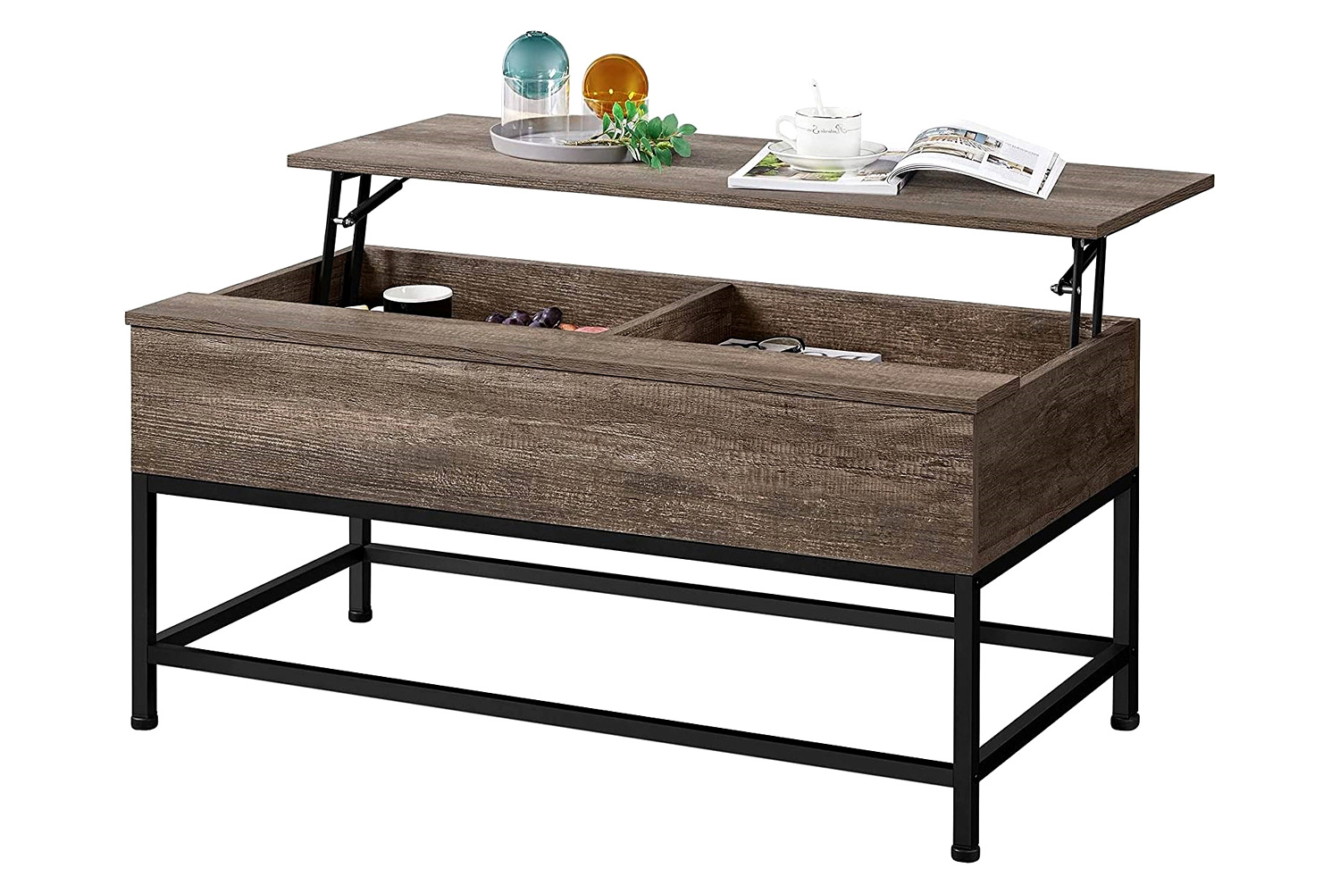 FaFurn - Modern Metal Wood Lift-Top Coffee Table Laptop Desk