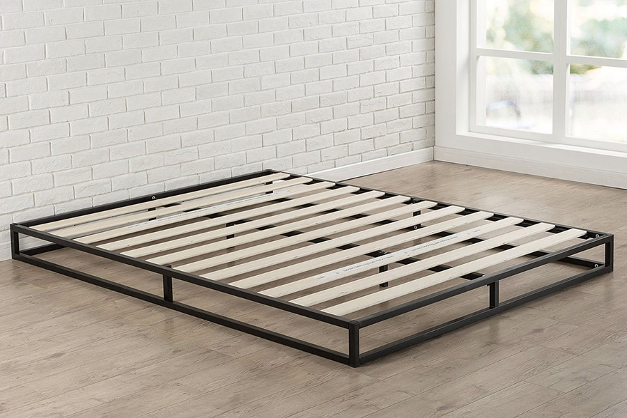 FaFurn Modern Low Profile Metal Platform Bed Frame with Wood Slats - Queen Size, 6-inch