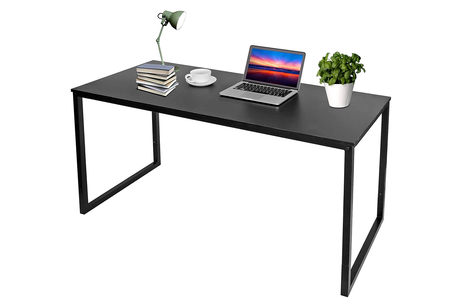 FaFurn - Black Metal Frame Wood Top Modern Home Office Laptop Computer Desk