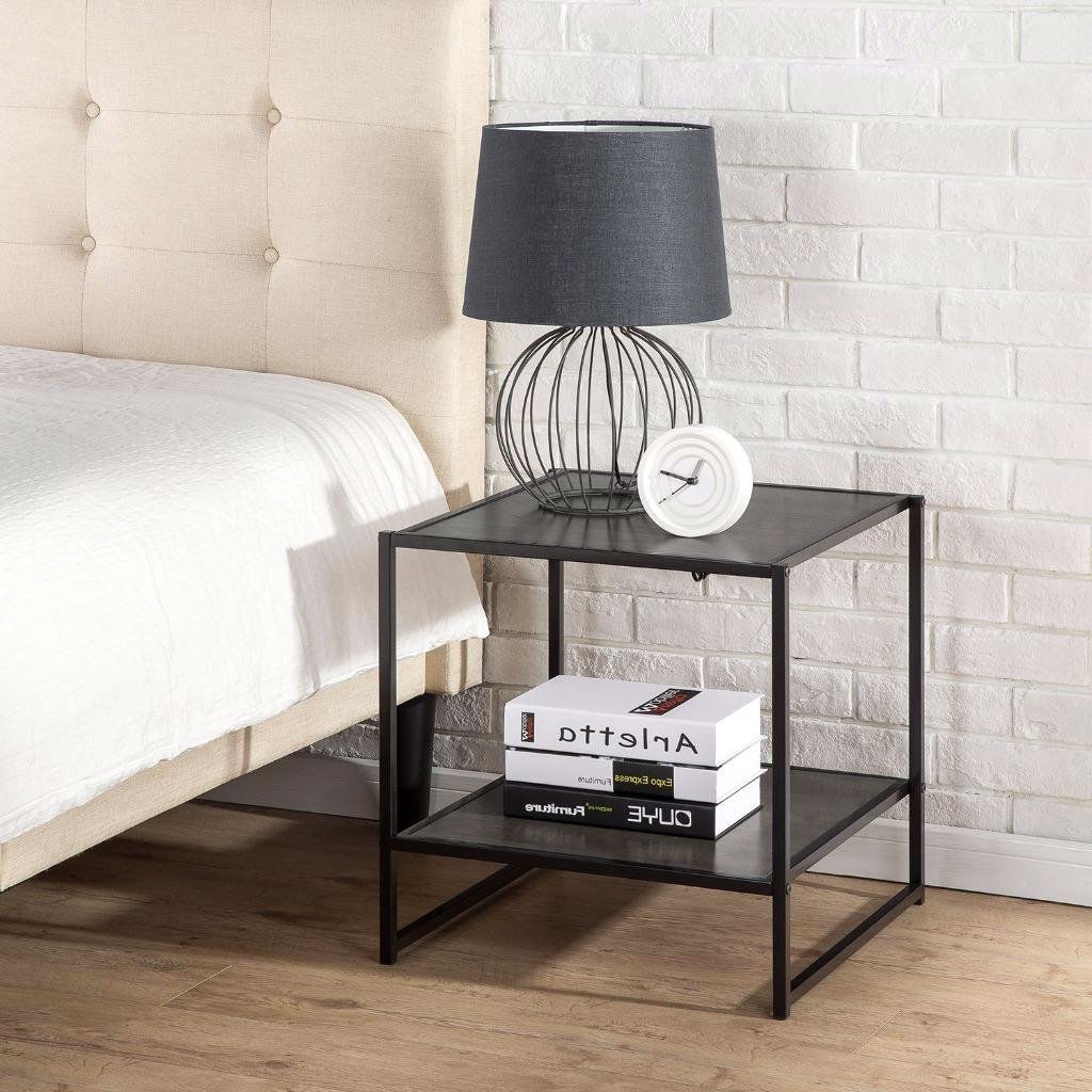 FaFurn - Modern Nightstand in Espresso, Steel