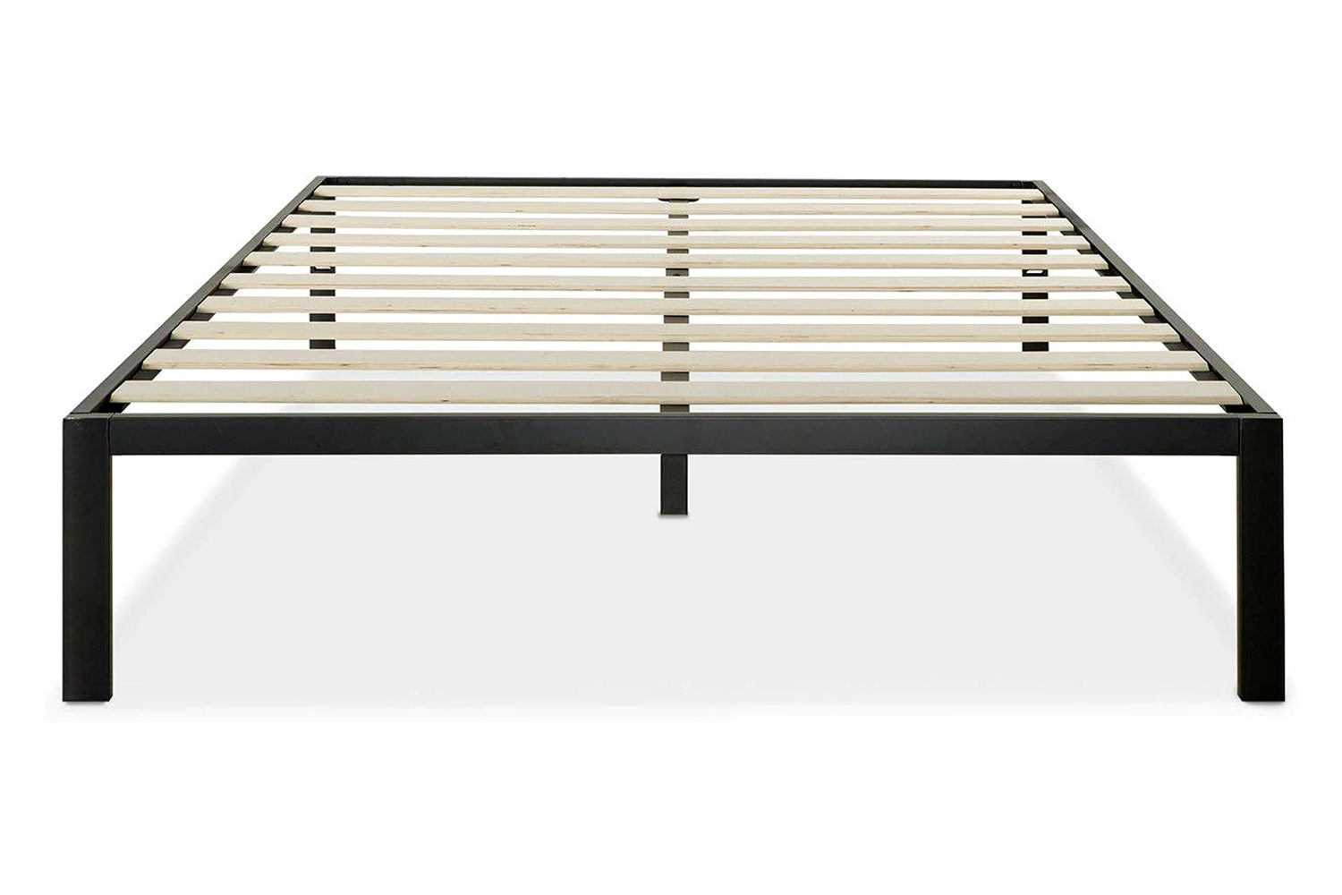 FaFurn - Full Size Modern Black Metal Platform Bed Frame with Wood Slats