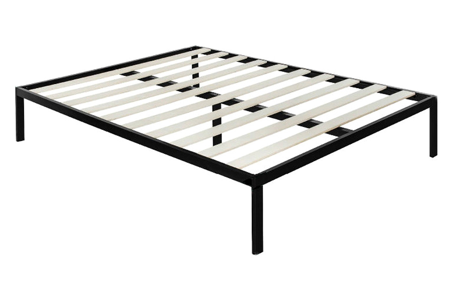 FaFurn - Full Size Modern Black Metal Platform Bed Frame with Wood Slats