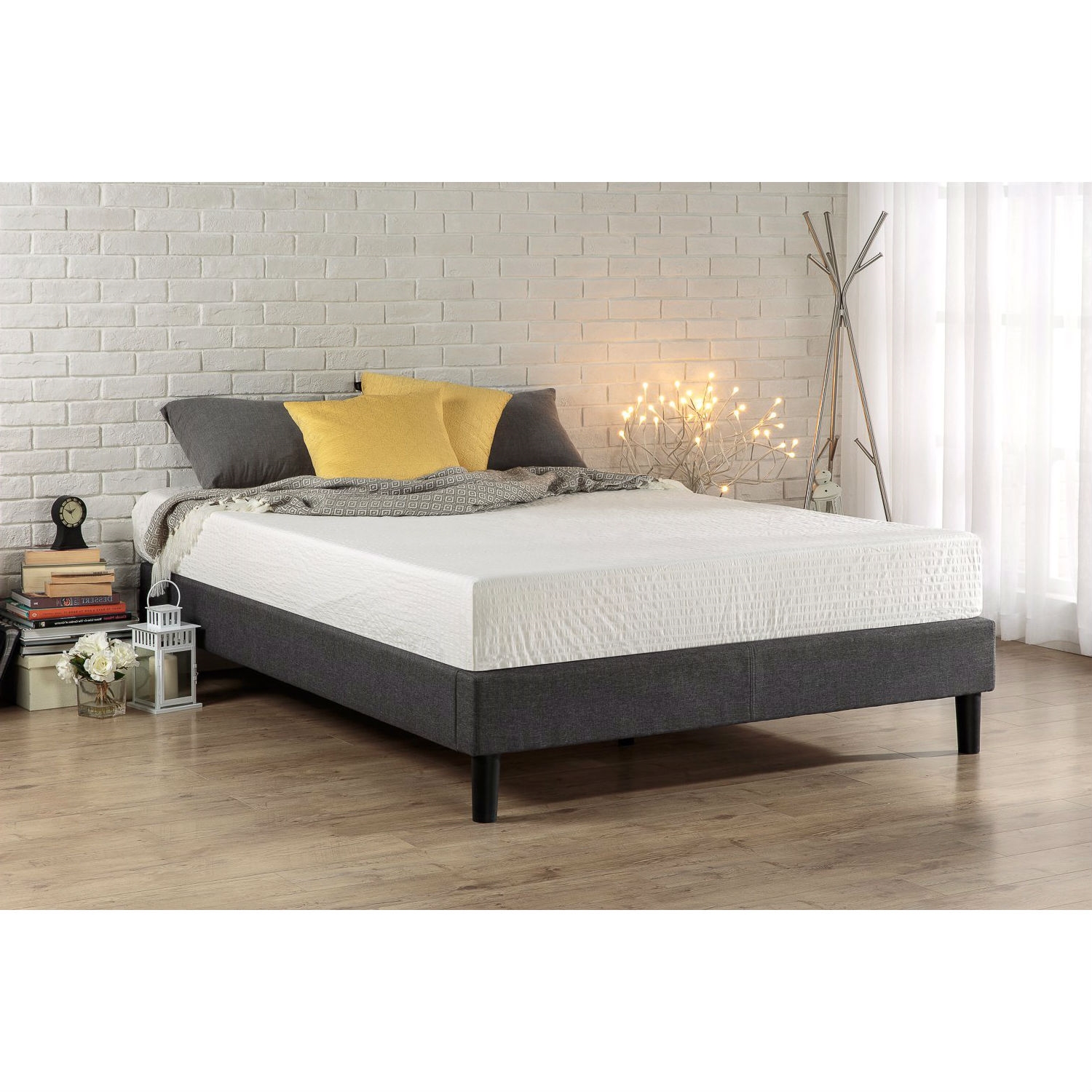 FaFurn - Modern Queen Size Platform Bed Frame in Gray, Low