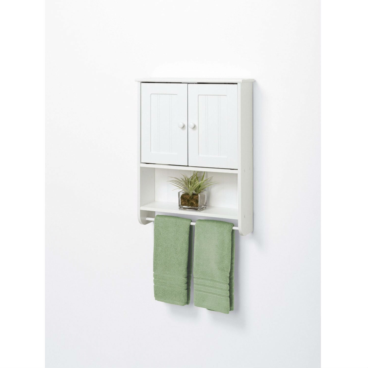 FaFurn Bathroom Cabinet with Towel Bar - White, Wood